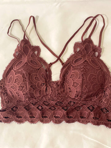 Lace Bralette- Chocolate