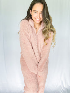Teddy Fur Sweater and Pant Set-Mauve